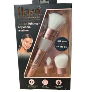 Flare Light-up Makeup Brush Rechargeable Heads Rose Gold /Travel Bag USB Charger